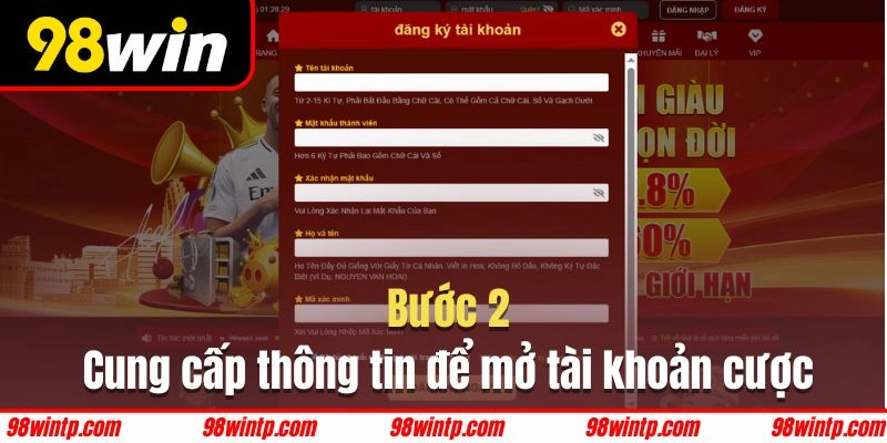 Nhập các thông tin mà đơn vị yêu cầu vào biểu mẫu